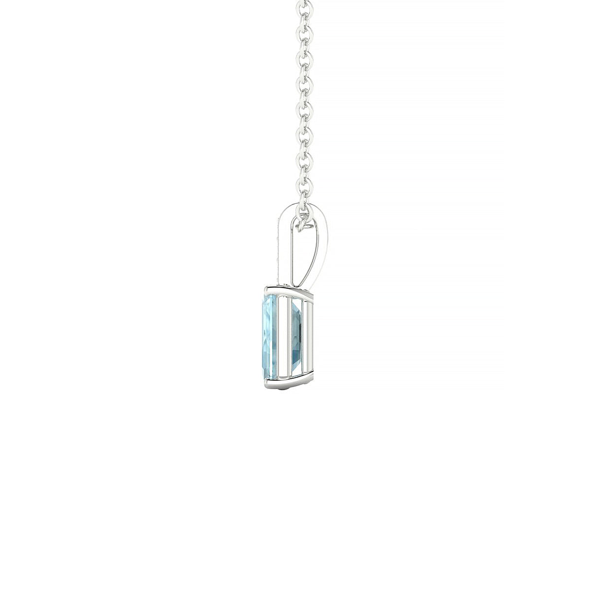 Exquisite | 18k White Gold 6 x 4 mm Emerald Aquamarine Pendant