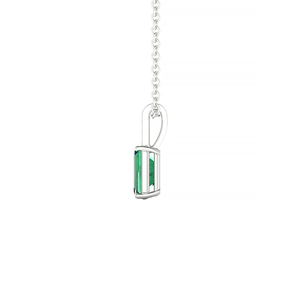 Exquisite | 18k White Gold 6 x 4 mm Emerald Emerald Pendant