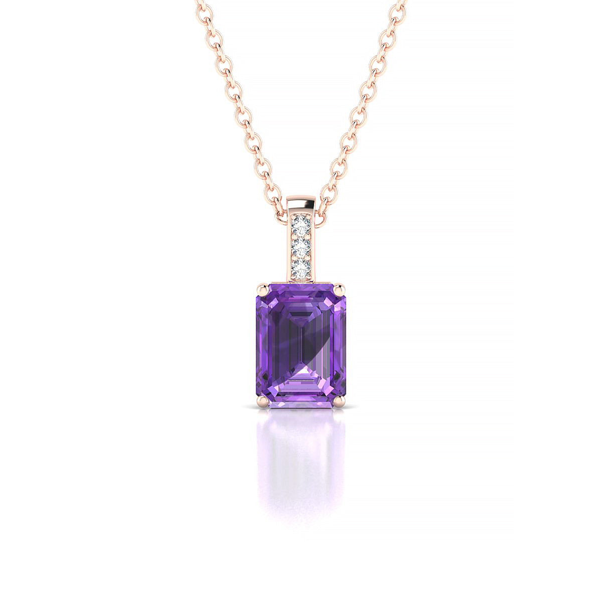 Exquisite | 18k Rose Gold 7 x 5 mm Emerald Amethyst Pendant