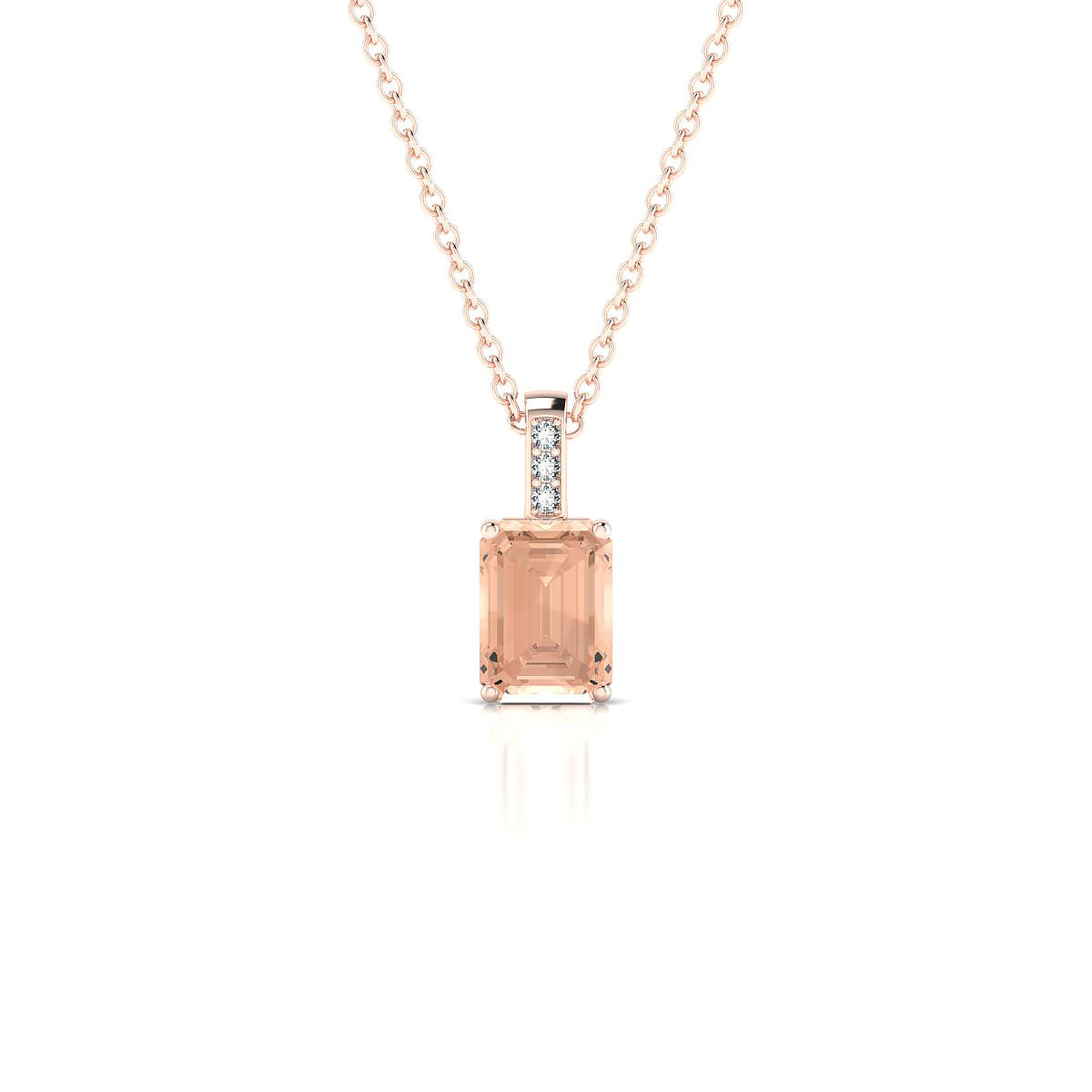 Exquisite | 18k Rose Gold 7 x 5 mm Emerald Morganite Pendant