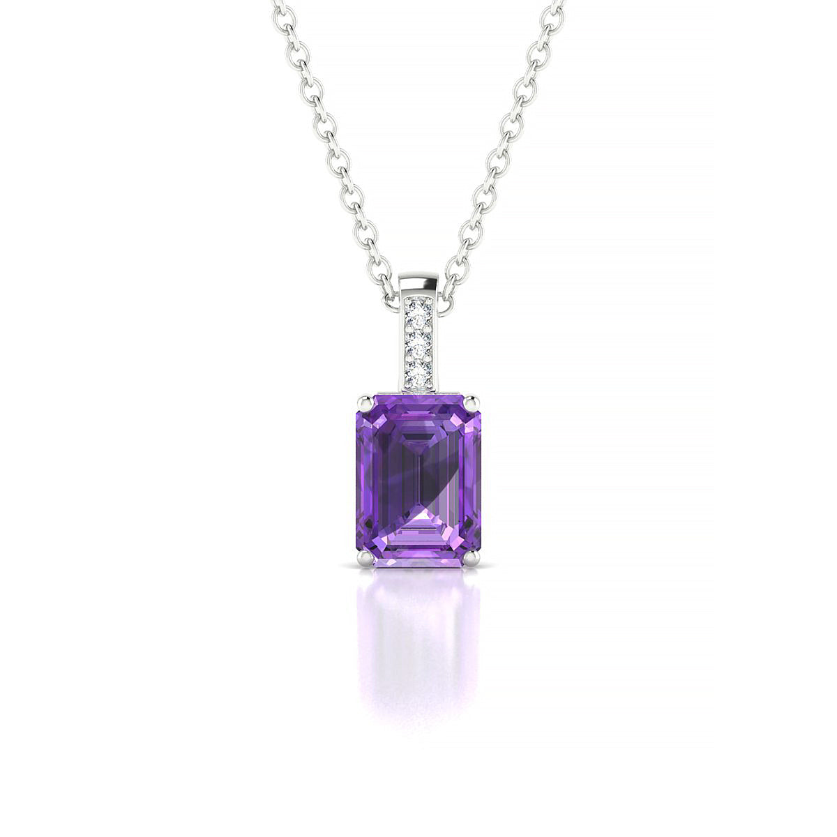 Exquisite | 18k White Gold 7 x 5 mm Emerald Amethyst Pendant