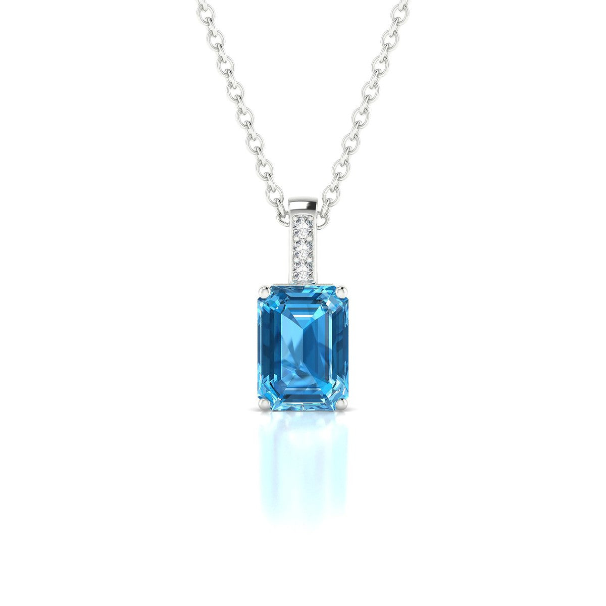 Exquisite | 18k White Gold 7 x 5 mm Emerald Topaz Pendant