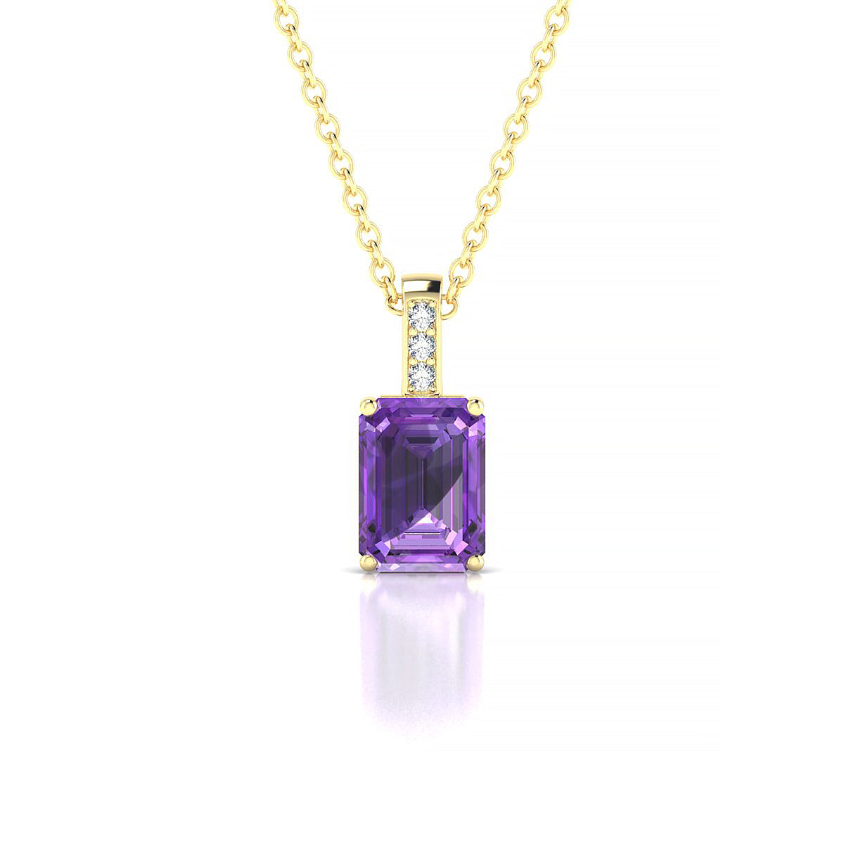Exquisite | 18k Yellow Gold 7 x 5 mm Emerald Amethyst Pendant