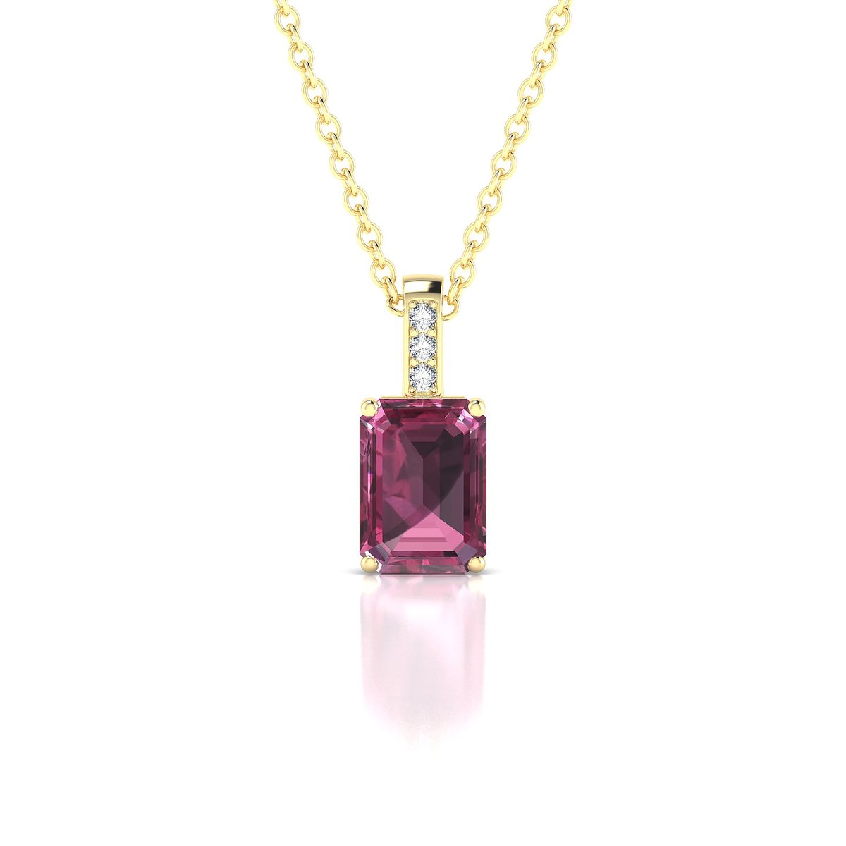 Exquisite | 18k Yellow Gold 7 x 5 mm Emerald Rhodolite Pendant