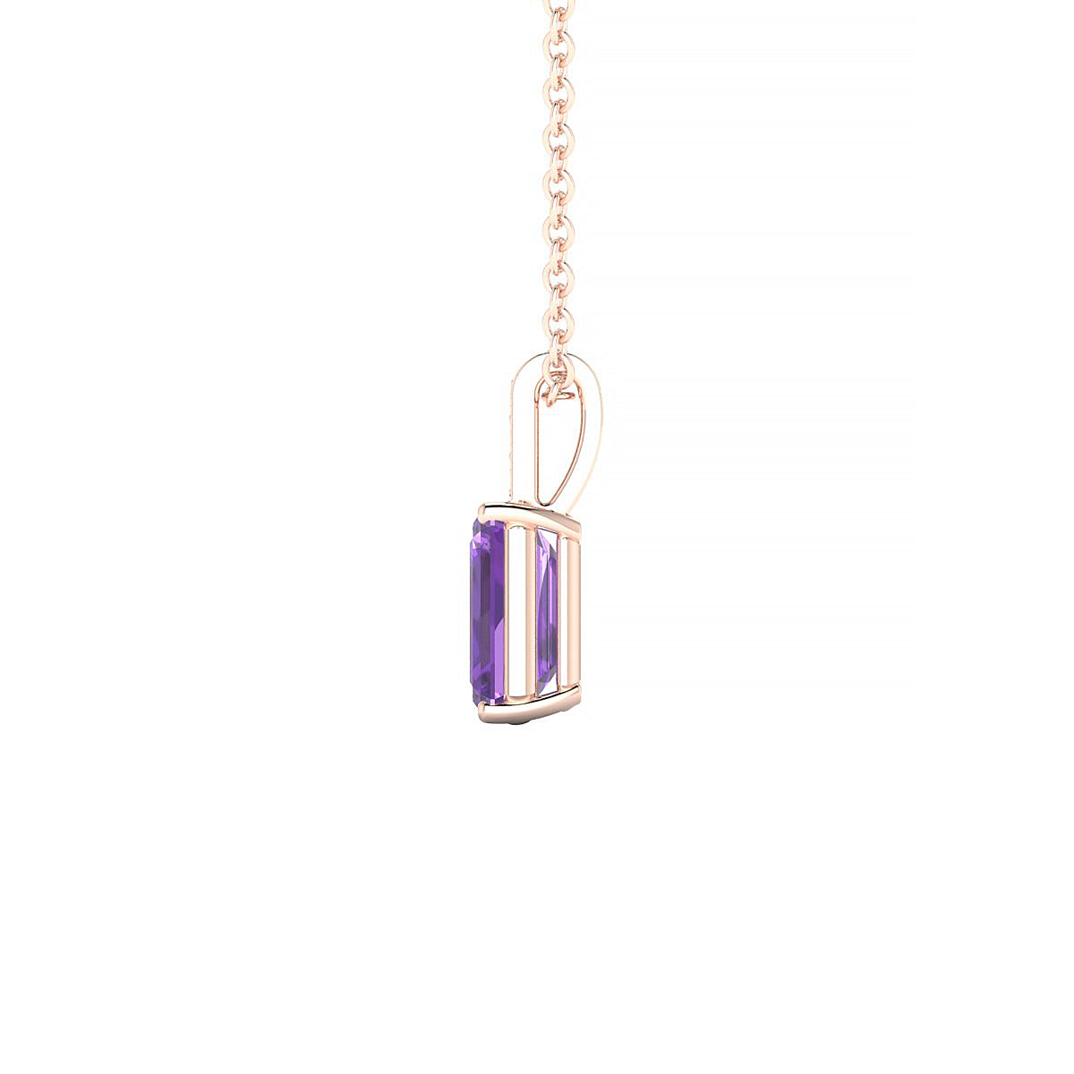 Exquisite | 18k Rose Gold 7 x 5 mm Emerald Amethyst Pendant
