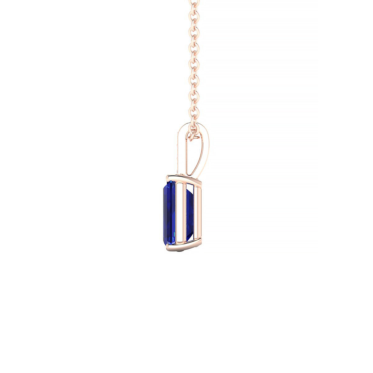 Exquisite | 18k Rose Gold 7 x 5 mm Emerald Sapphire Pendant