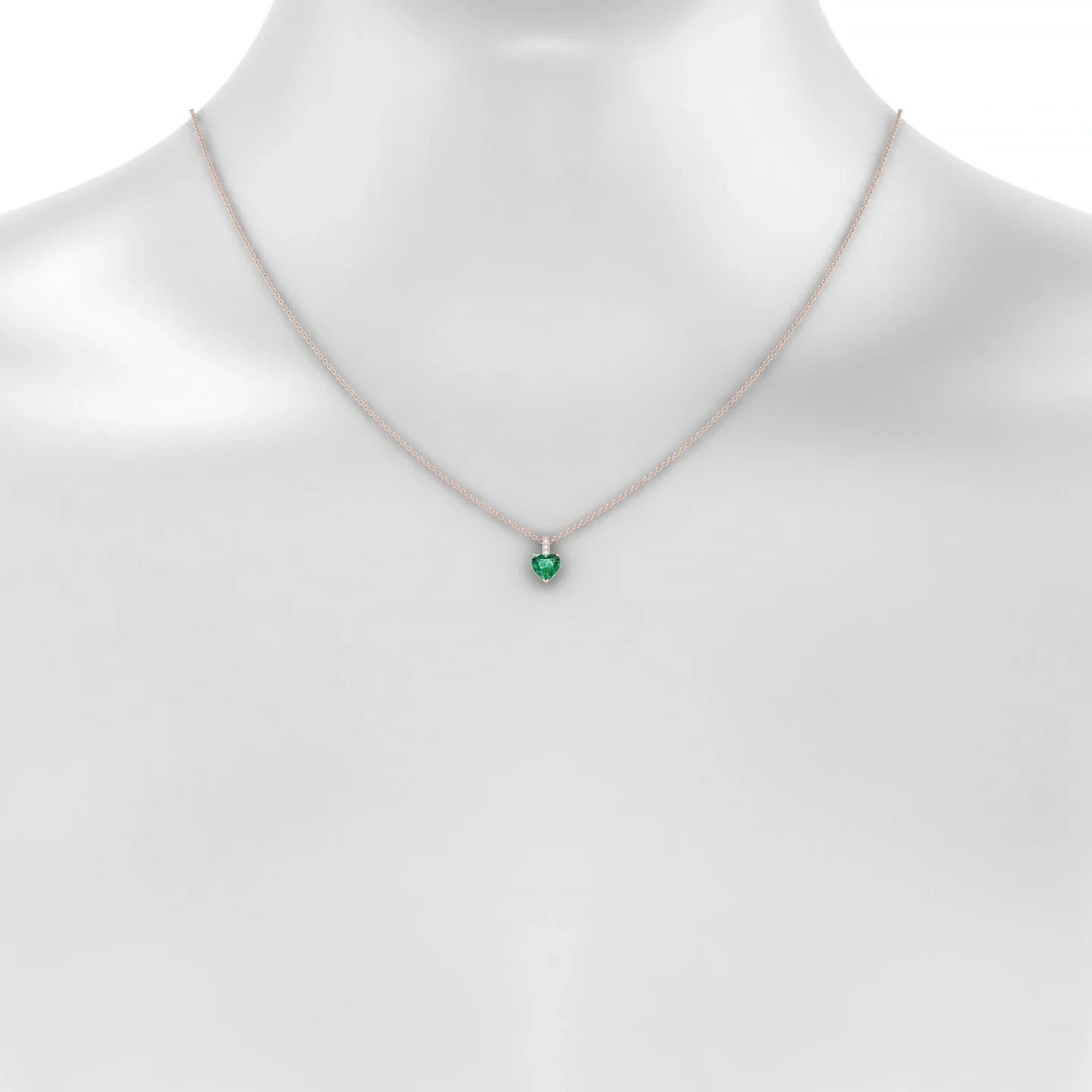Exquisite | 18k Rose Gold 5.5 mm Heart Emerald Pendant