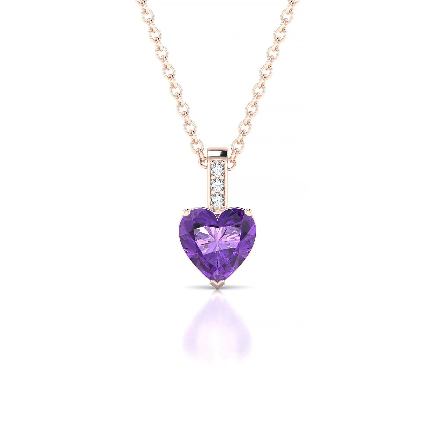 Exquisite | 18k Rose Gold 6 mm Heart Amethyst Pendant