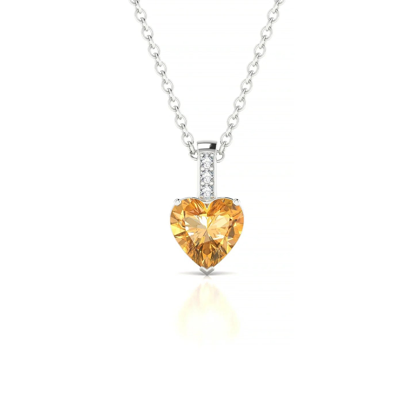 Exquisite | 18k White Gold 6 mm Heart Citrine Pendant