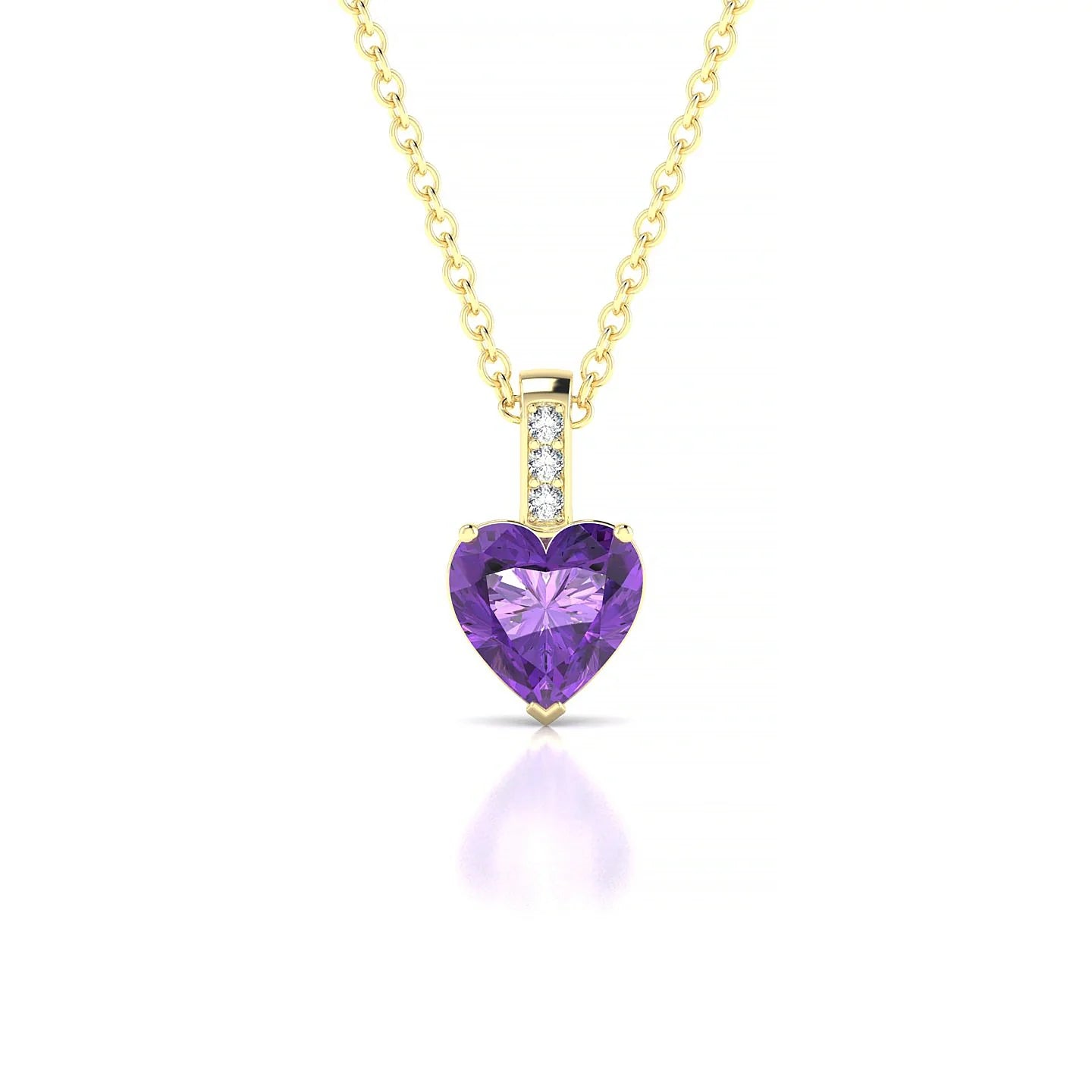 Exquisite | 18k Yellow Gold 6 mm Heart Amethyst Pendant