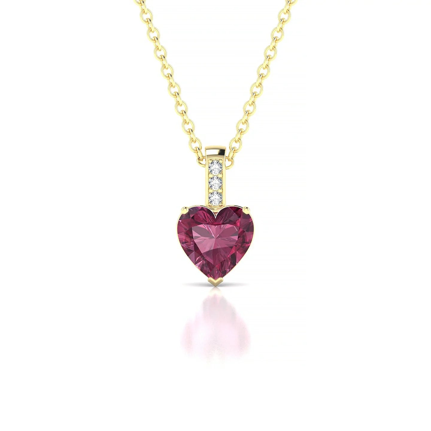 Exquisite | 18k Yellow Gold 6 mm Heart Rhodolite Pendant