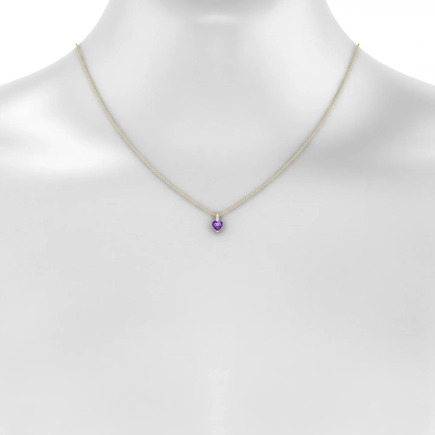 Exquisite | 18k Yellow Gold 6 mm Heart Amethyst Pendant