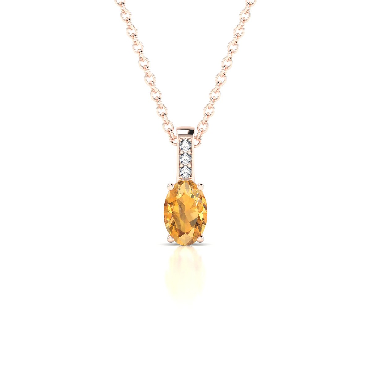 Exquisite | 18k Rose Gold 6 x 4 mm Oval Citrine Pendant