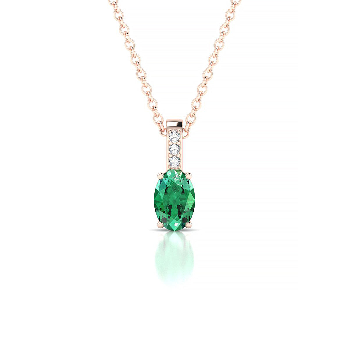Exquisite | 18k Rose Gold 6 x 4 mm Oval Emerald Pendant
