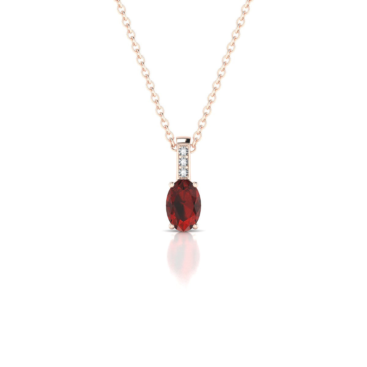 Exquisite | 18k Rose Gold 6 x 4 mm Oval Garnet Pendant