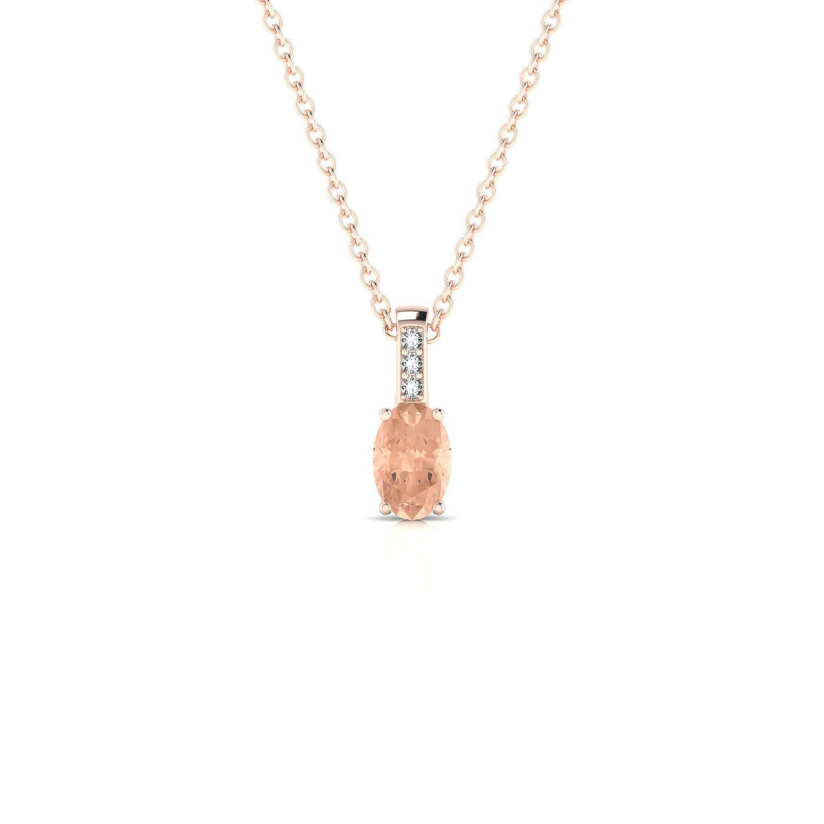Exquisite | 18k Rose Gold 6 x 4 mm Oval Morganite Pendant