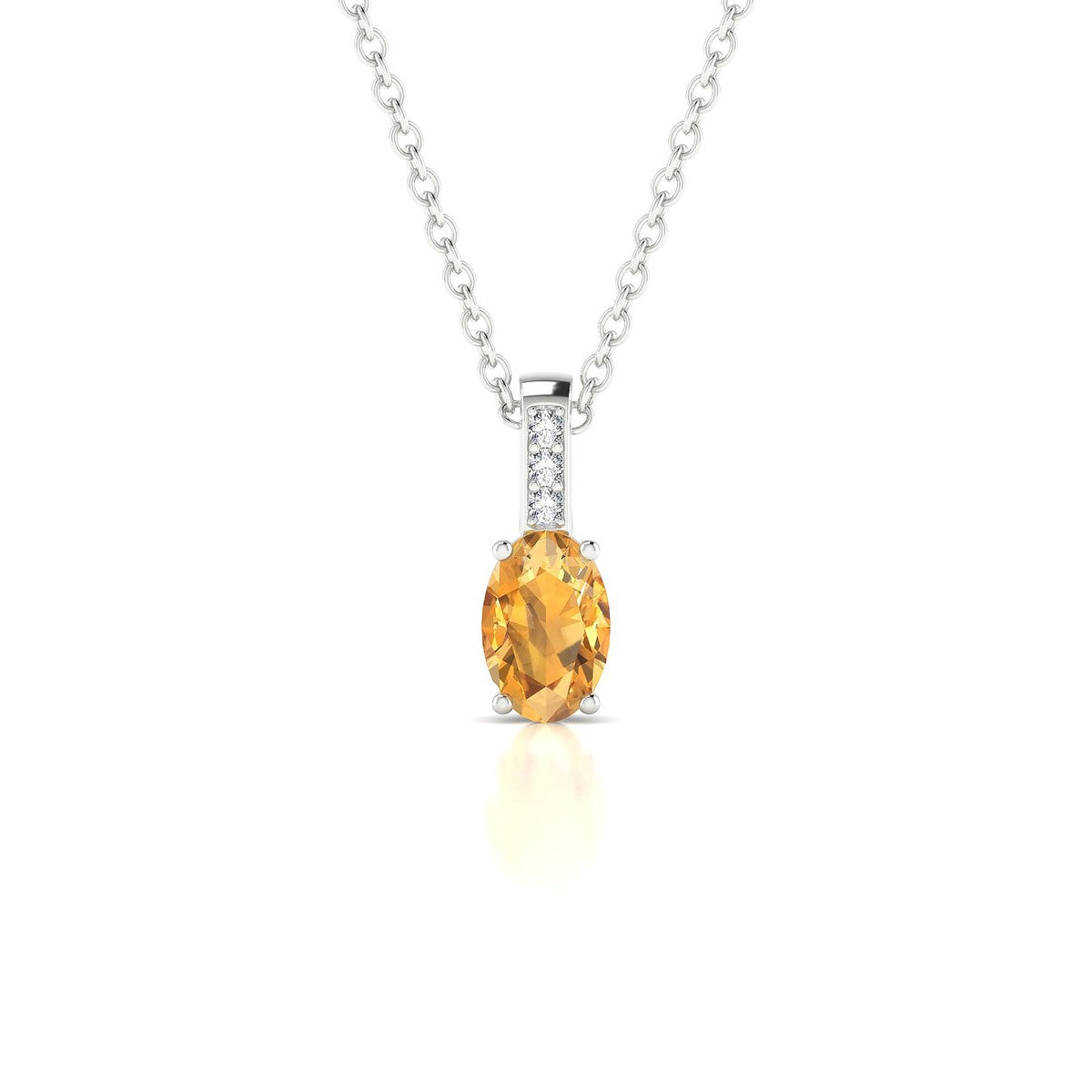 Exquisite | 18k White Gold 6 x 4 mm Oval Citrine Pendant