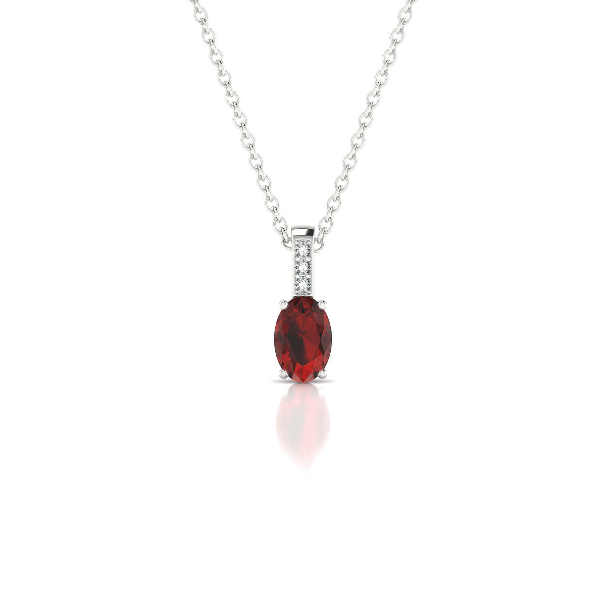 Exquisite | 18k White Gold 6 x 4 mm Oval Garnet Pendant