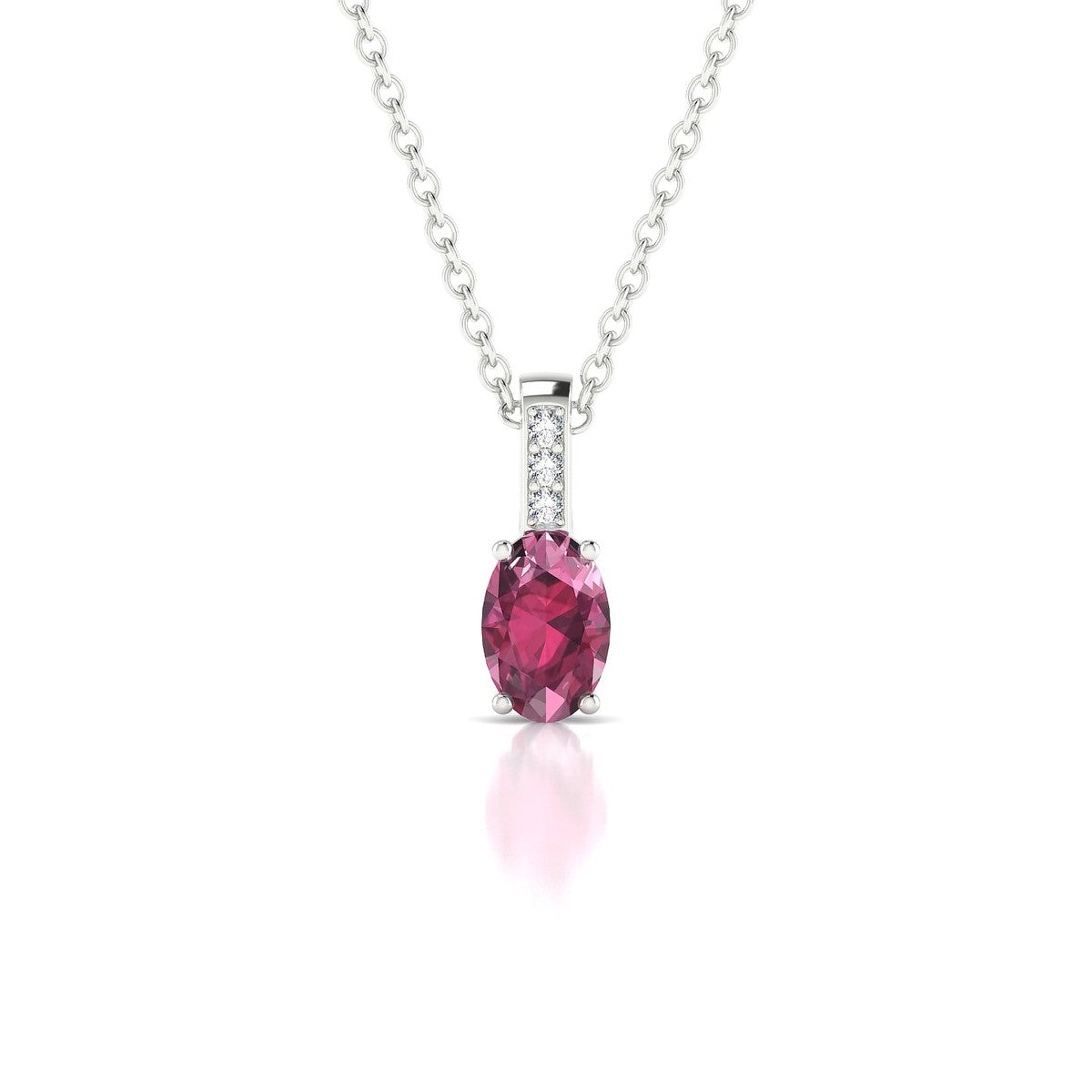 Exquisite | 18k White Gold 6 x 4 mm Oval Rhodolite Pendant