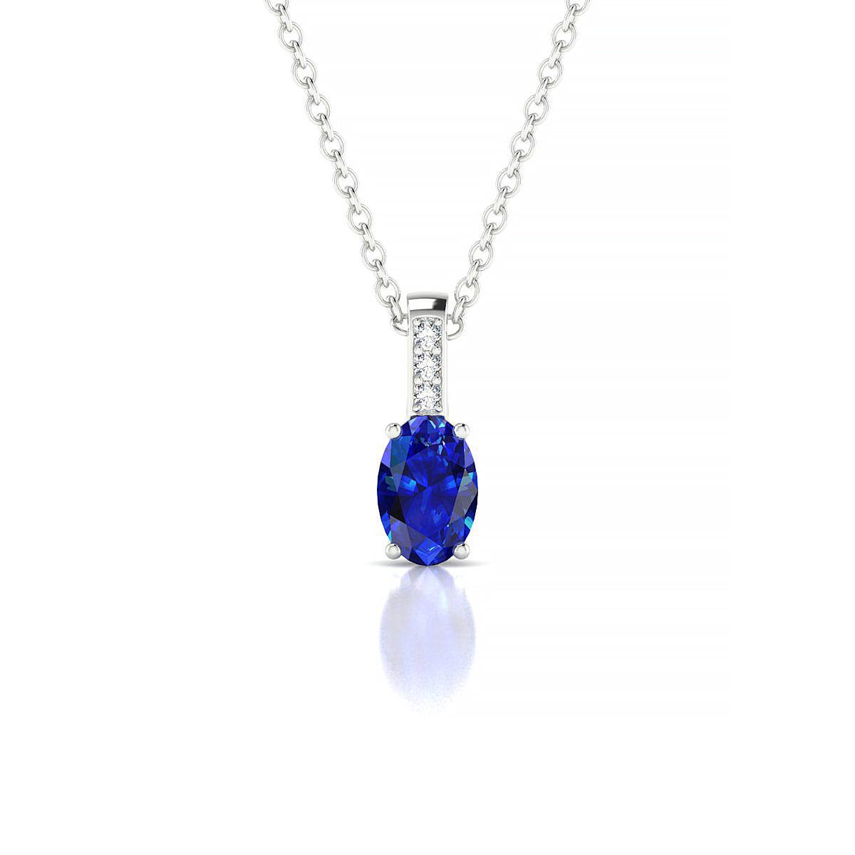 Exquisite | 18k White Gold 6 x 4 mm Oval Sapphire Pendant