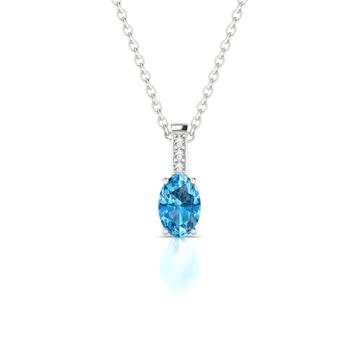 Exquisite | 18k White Gold 6 x 4 mm Oval Topaz Pendant