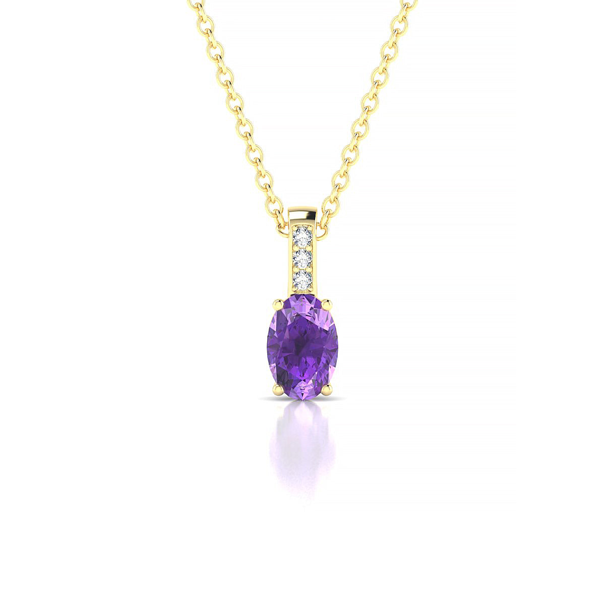 Exquisite | 18k Yellow Gold 6 x 4 mm Oval Amethyst Pendant