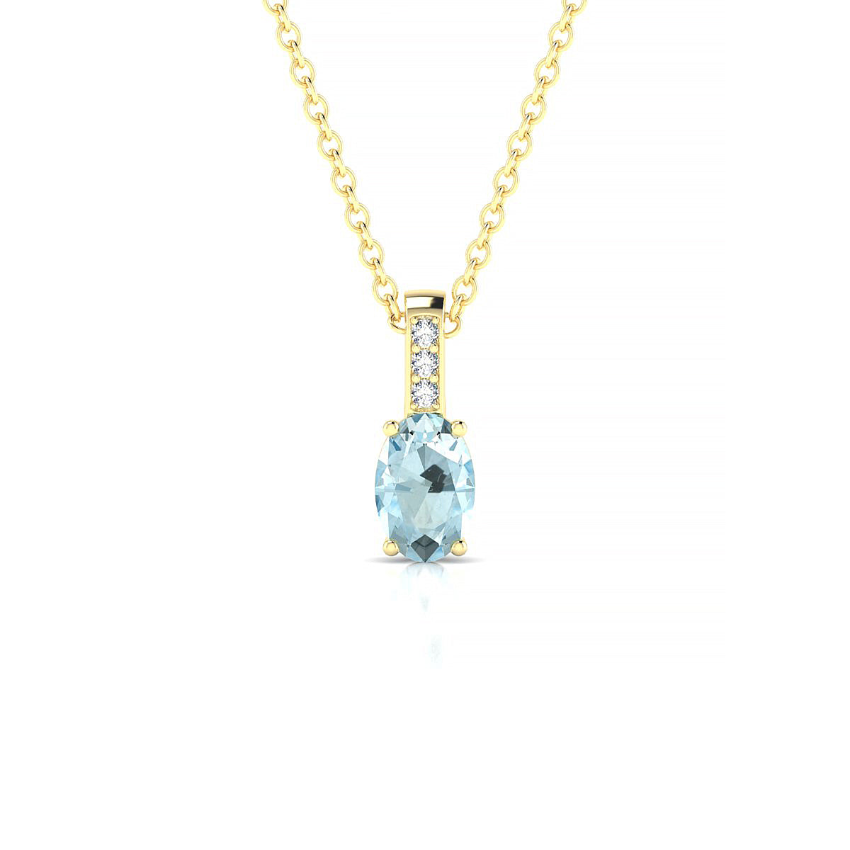 Exquisite | 18k Yellow Gold 6 x 4 mm Oval Aquamarine Pendant