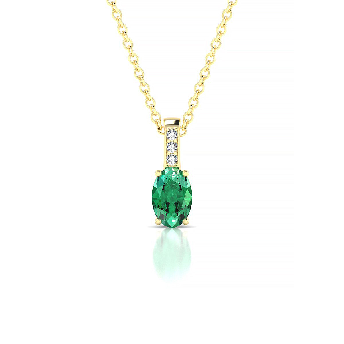 Exquisite | 18k Yellow Gold 6 x 4 mm Oval Emerald Pendant
