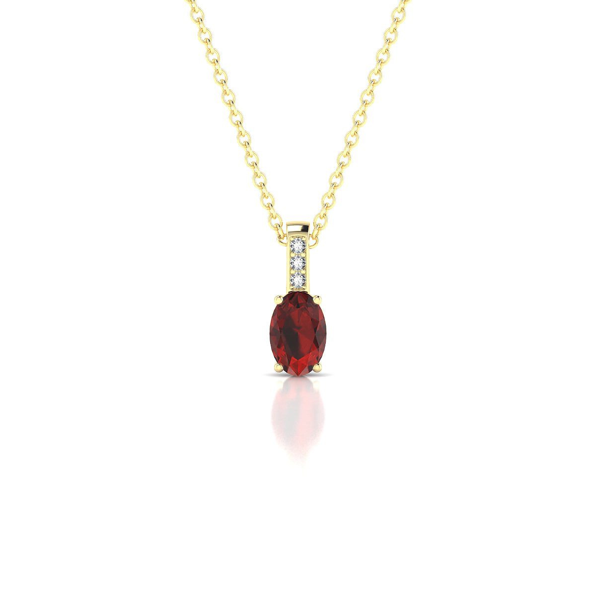 Exquisite | 18k Yellow Gold 6 x 4 mm Oval Garnet Pendant