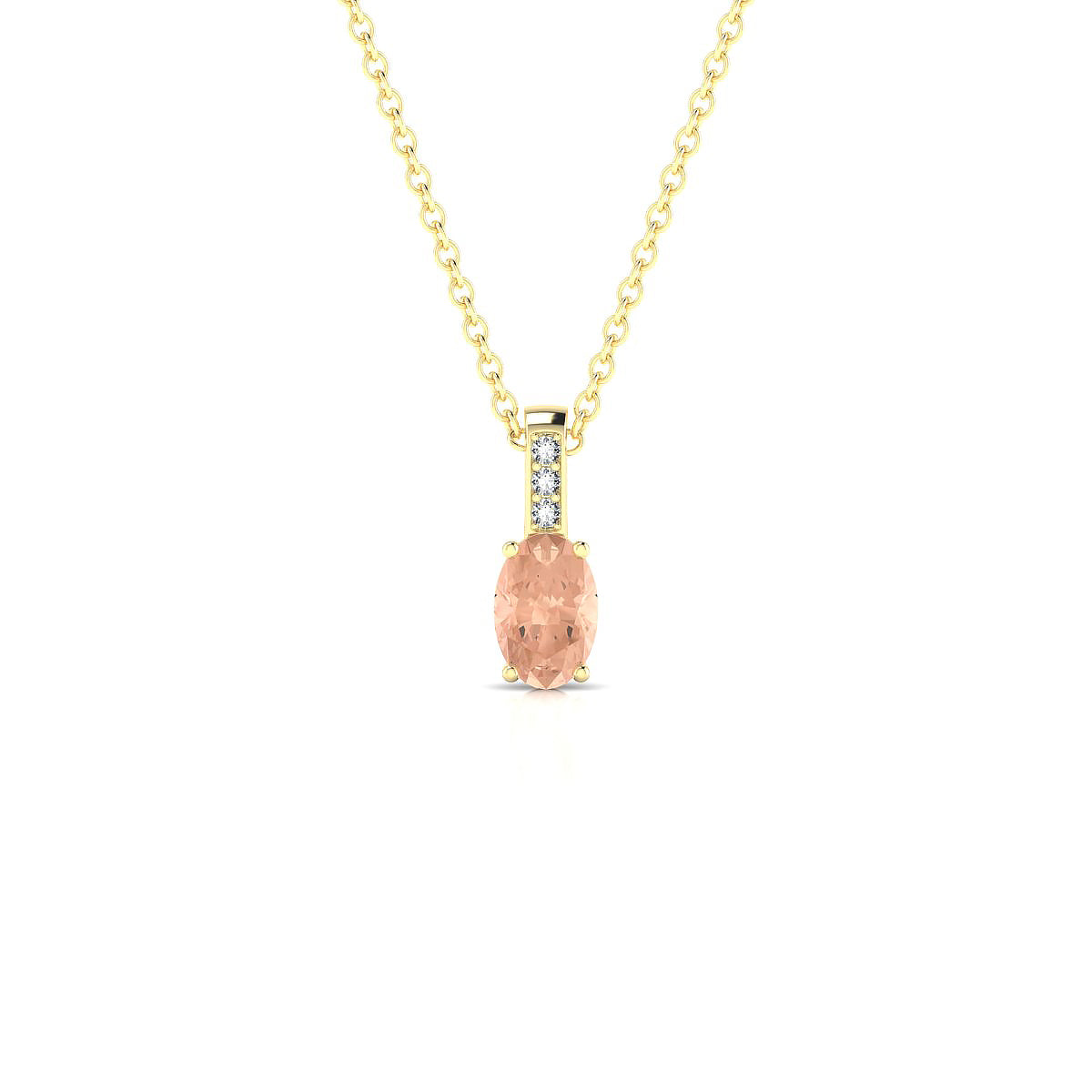 Exquisite | 18k Yellow Gold 6 x 4 mm Oval Morganite Pendant