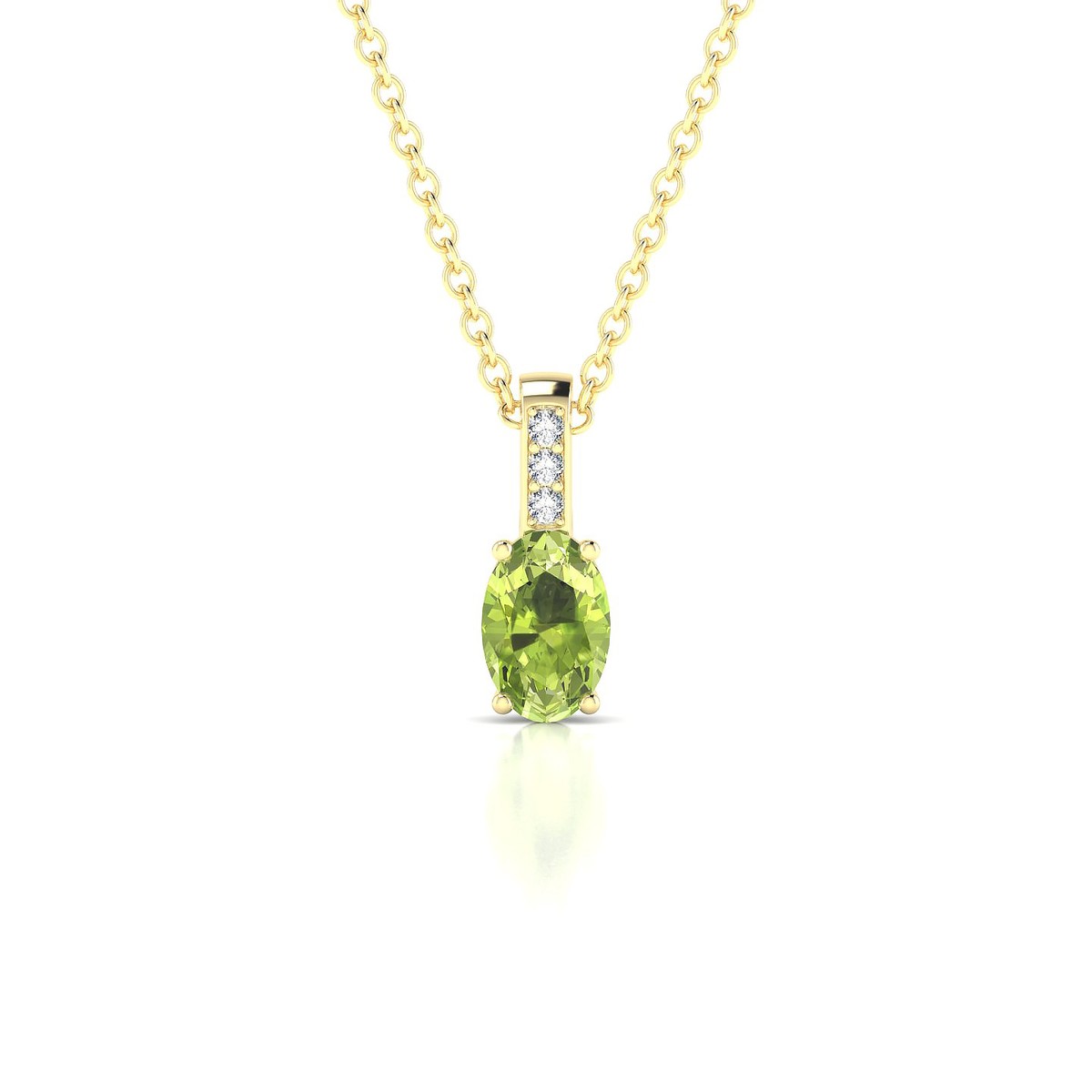 Exquisite | 18k Yellow Gold 6 x 4 mm Oval Peridot Pendant