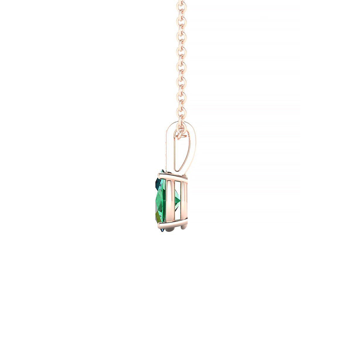 Exquisite | 18k Rose Gold 6 x 4 mm Oval Emerald Pendant