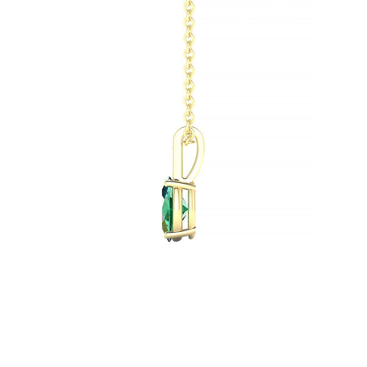 Exquisite | 18k Yellow Gold 6 x 4 mm Oval Emerald Pendant