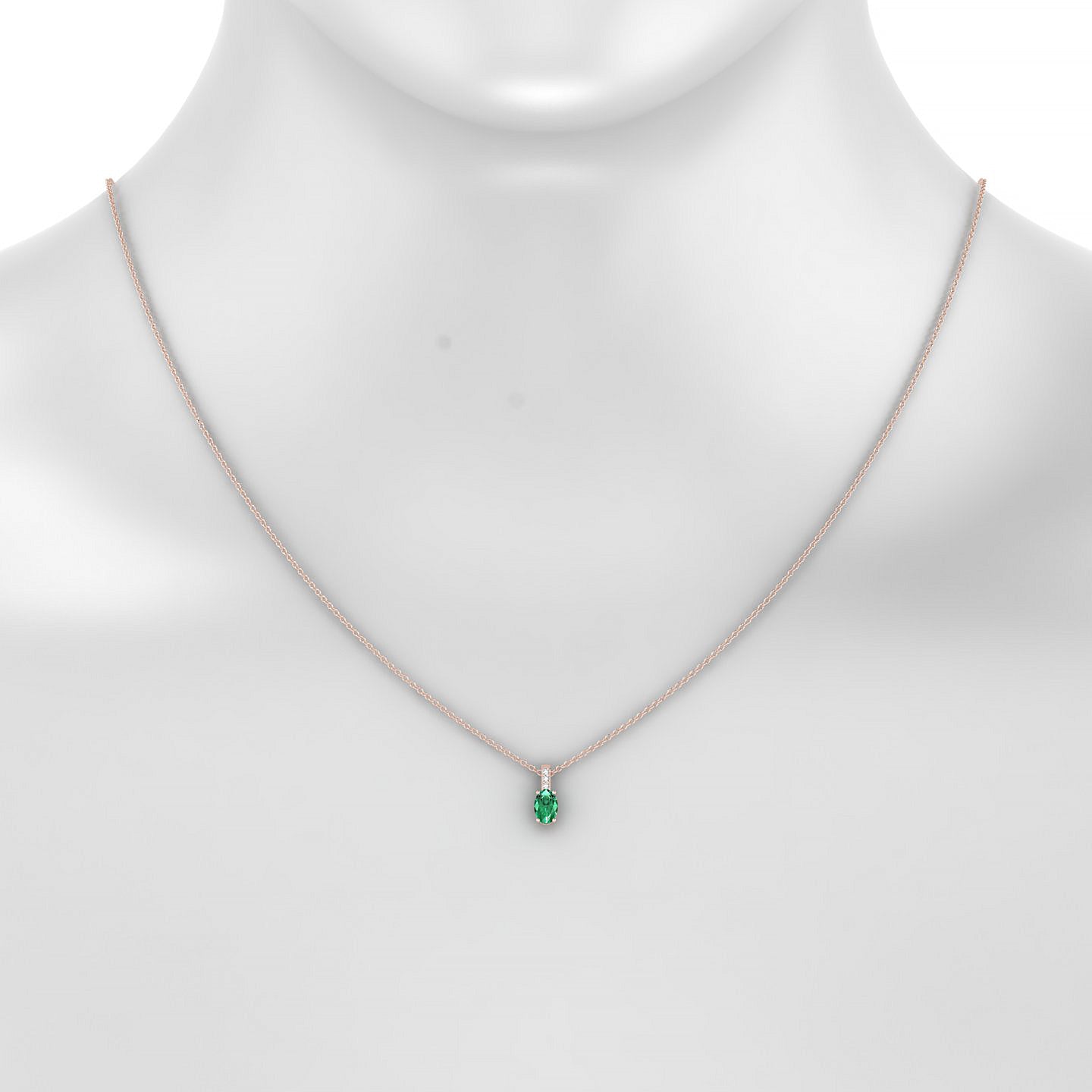 Exquisite | 18k Rose Gold 6 x 4 mm Oval Emerald Pendant