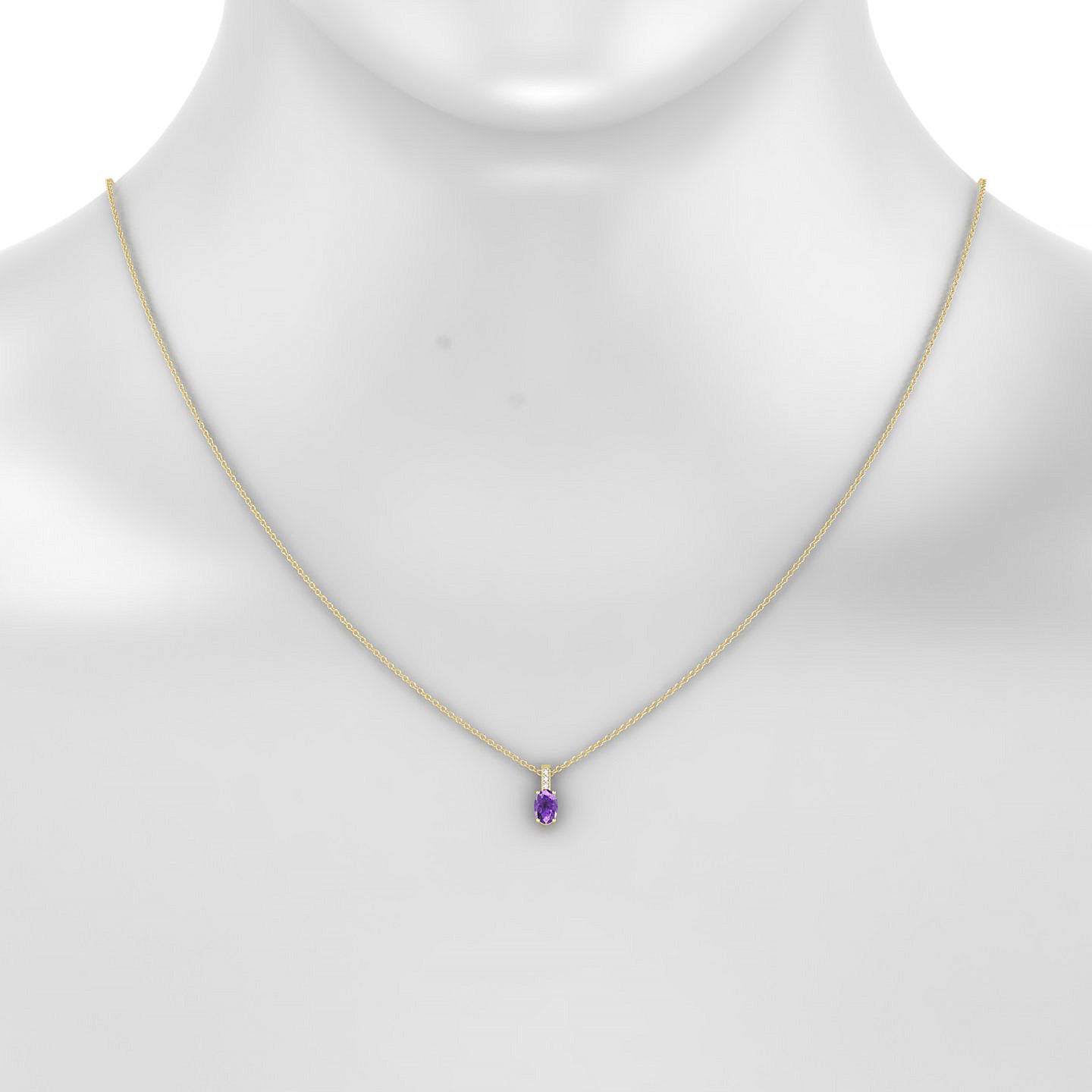 Exquisite | 18k Yellow Gold 6 x 4 mm Oval Amethyst Pendant