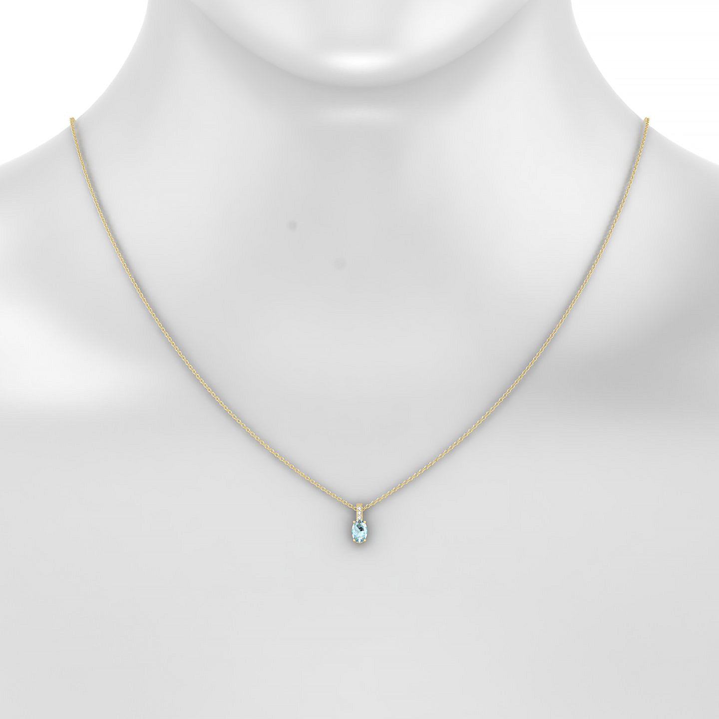Exquisite | 18k Yellow Gold 6 x 4 mm Oval Aquamarine Pendant
