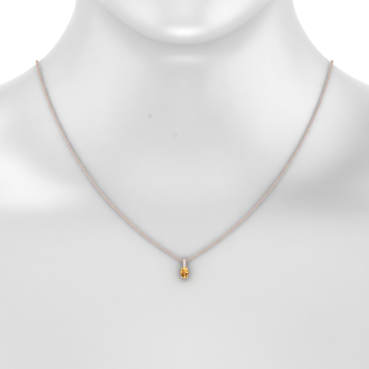 Exquisite | 18k Rose Gold 6 x 4 mm Oval Citrine Pendant