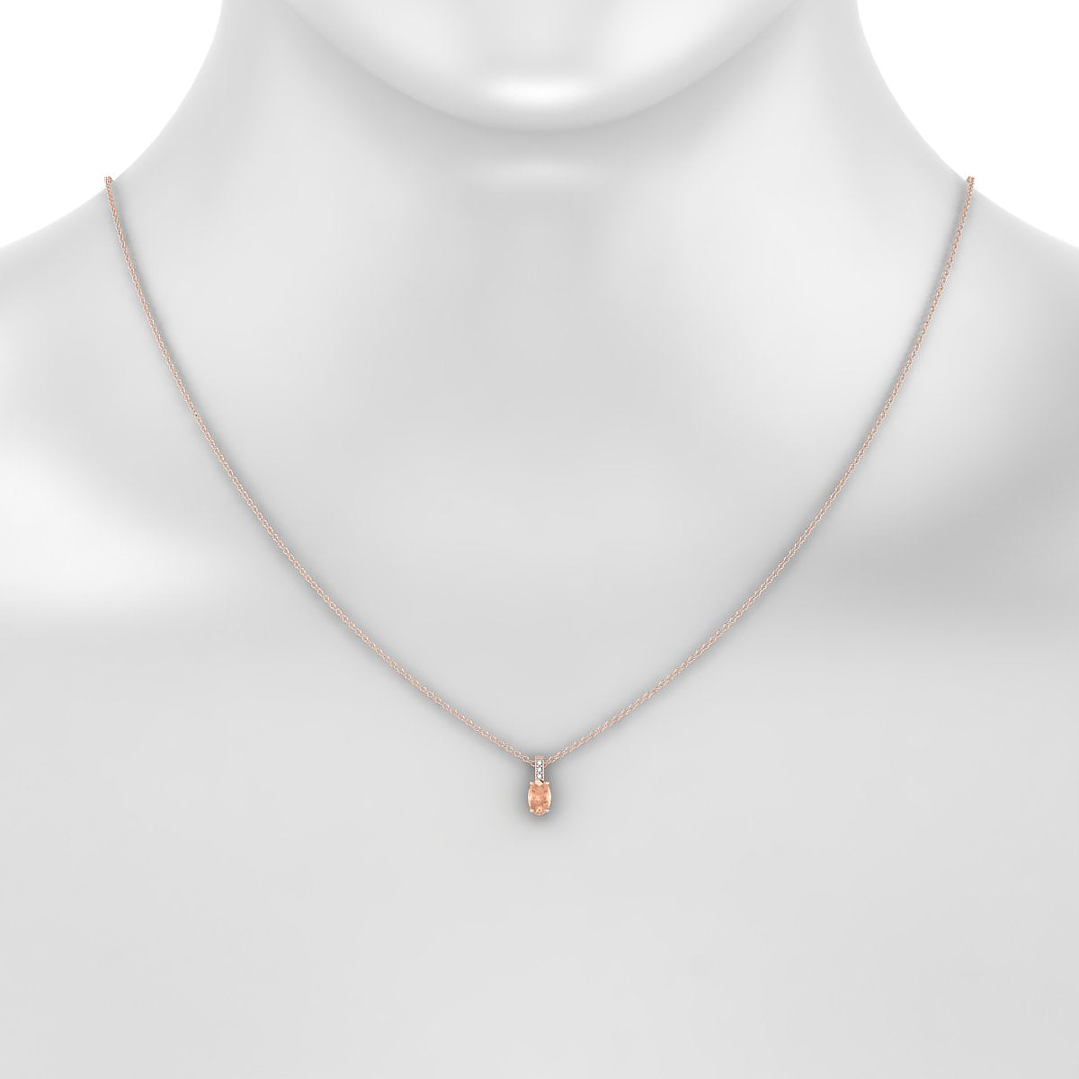 Exquisite | 18k Rose Gold 6 x 4 mm Oval Morganite Pendant