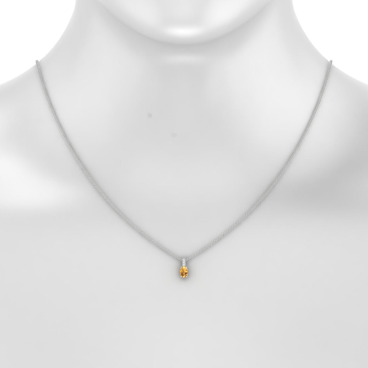 Exquisite | 18k White Gold 6 x 4 mm Oval Citrine Pendant