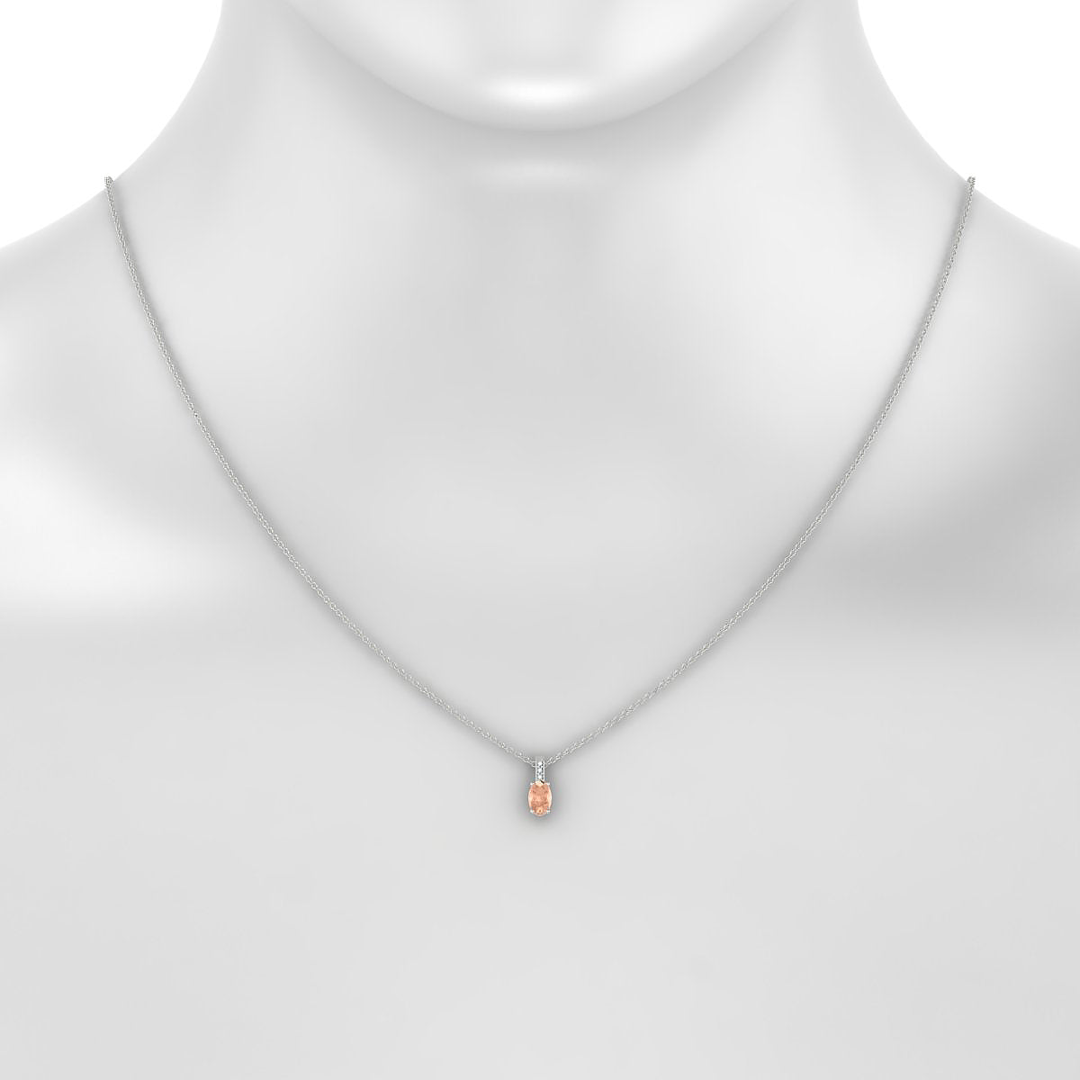 Exquisite | 18k White Gold 6 x 4 mm Oval Morganite Pendant