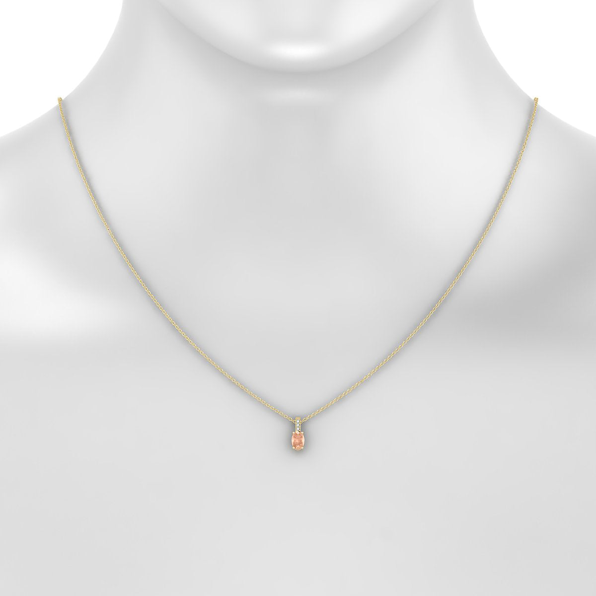 Exquisite | 18k Yellow Gold 6 x 4 mm Oval Morganite Pendant