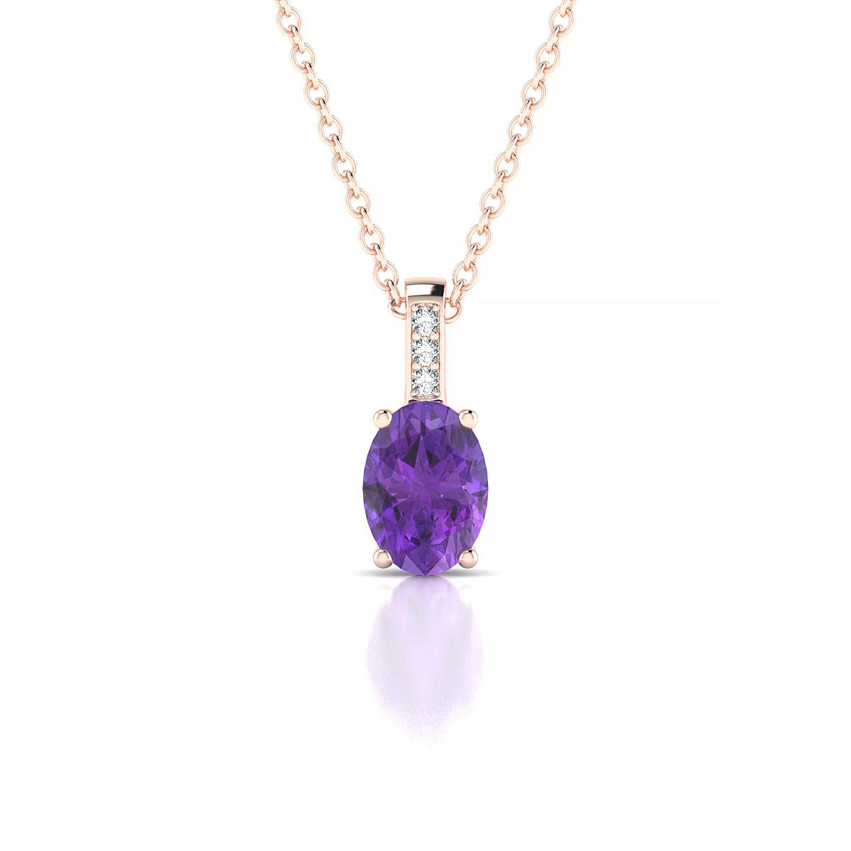 Exquisite | 18k Rose Gold 7 x 5 mm Oval Amethyst Pendant