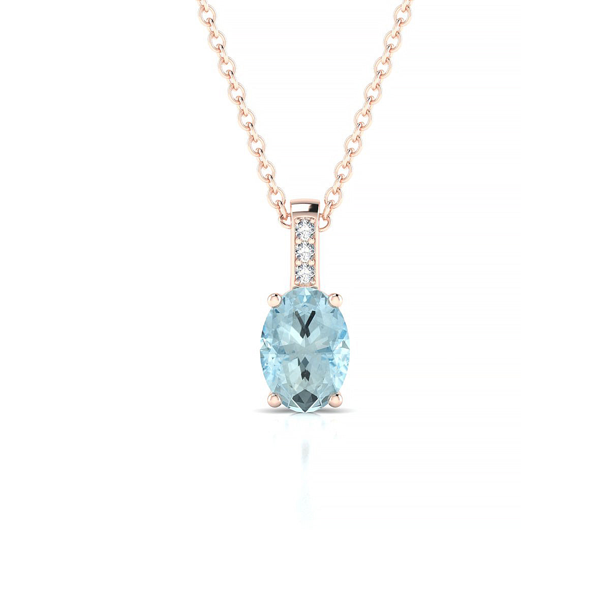 Exquisite | 18k Rose Gold 7 x 5 mm Oval Aquamarine Pendant