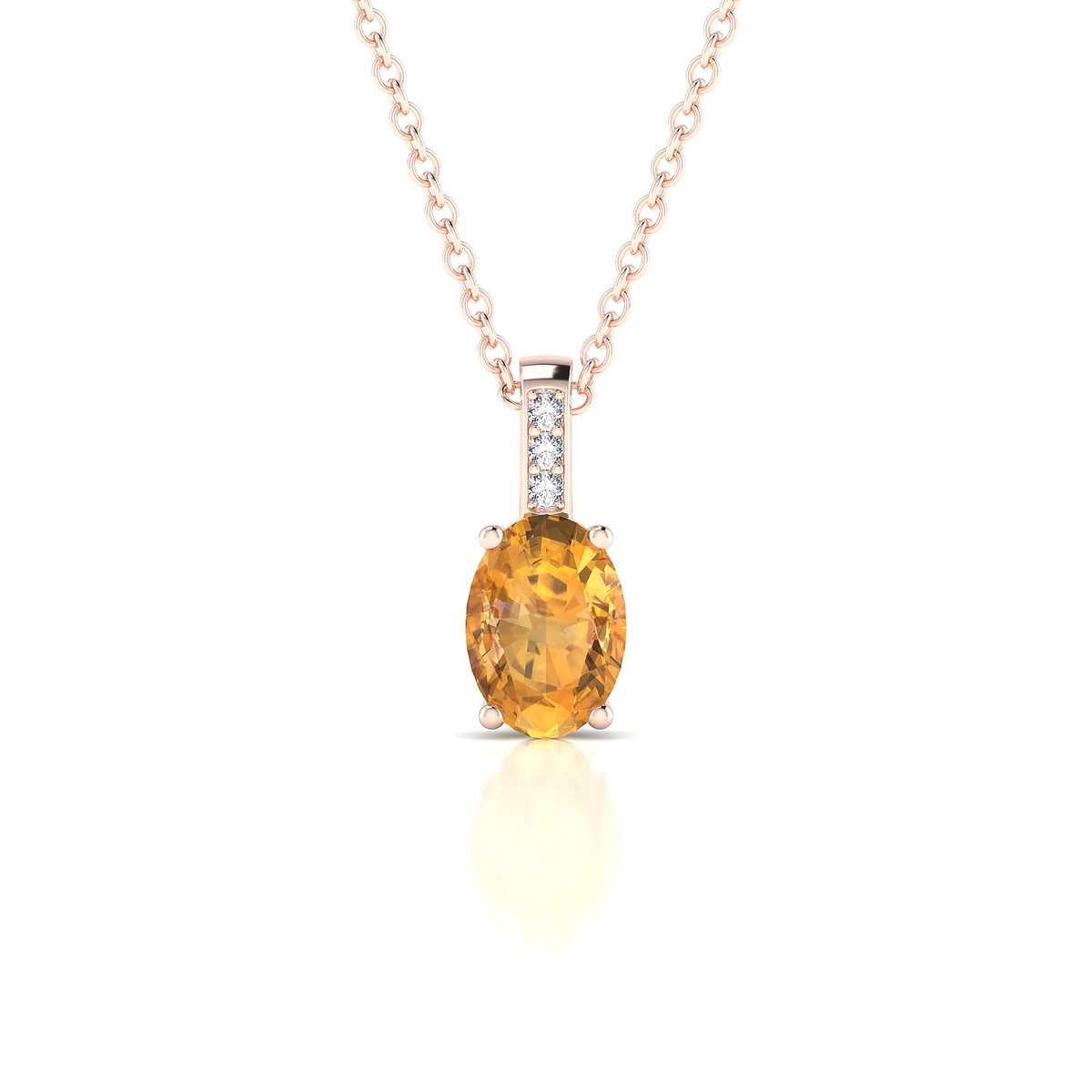 Exquisite | 18k Rose Gold 7 x 5 mm Oval Citrine Pendant