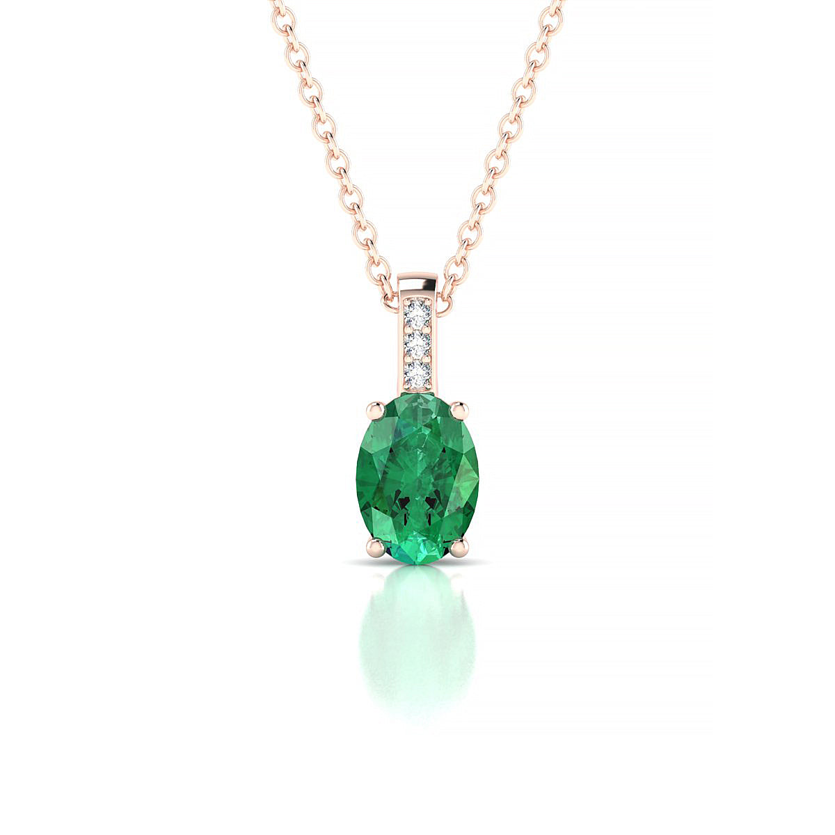 Exquisite | 18k Rose Gold 7 x 5 mm Oval Emerald Pendant