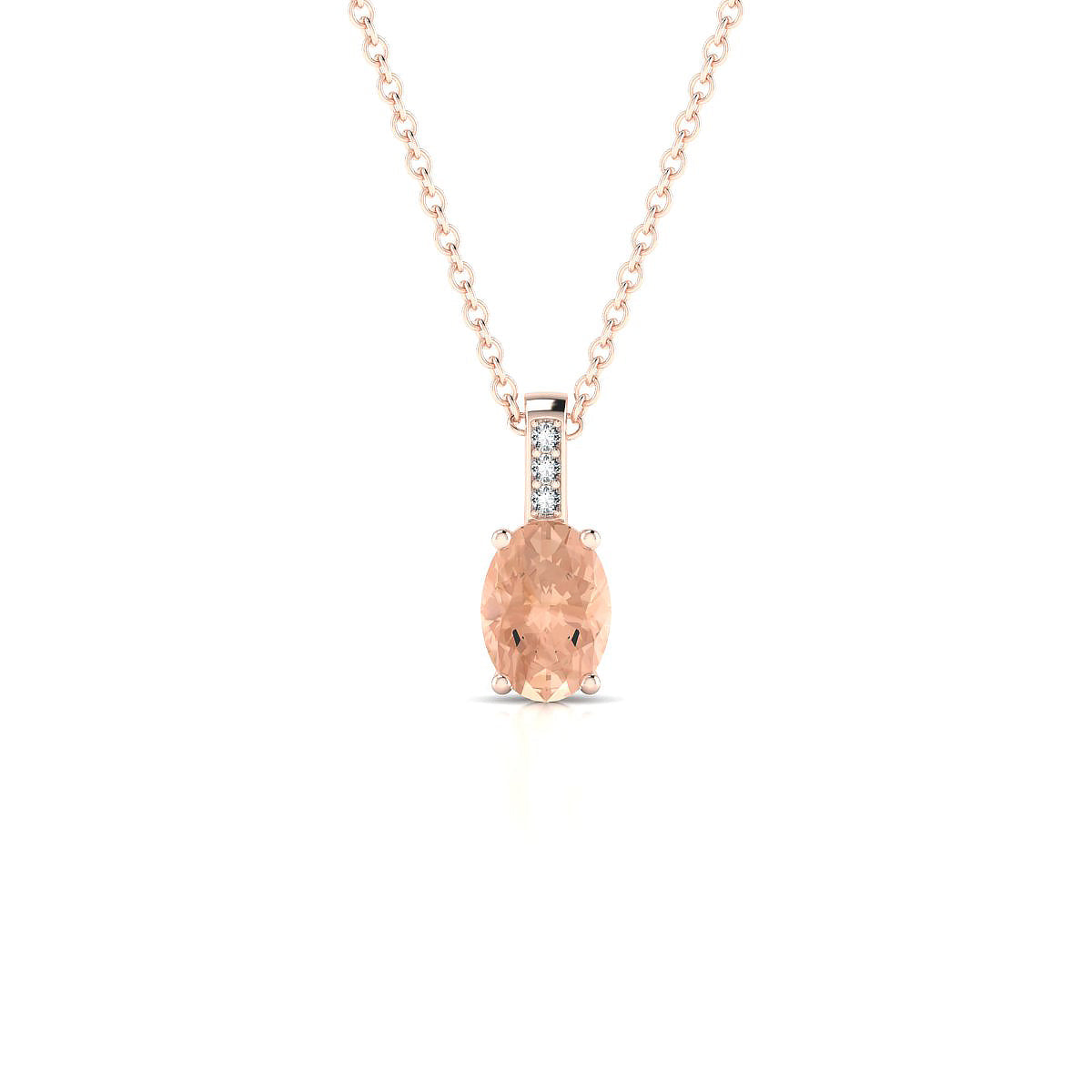 Exquisite | 18k Rose Gold 7 x 5 mm Oval Morganite Pendant