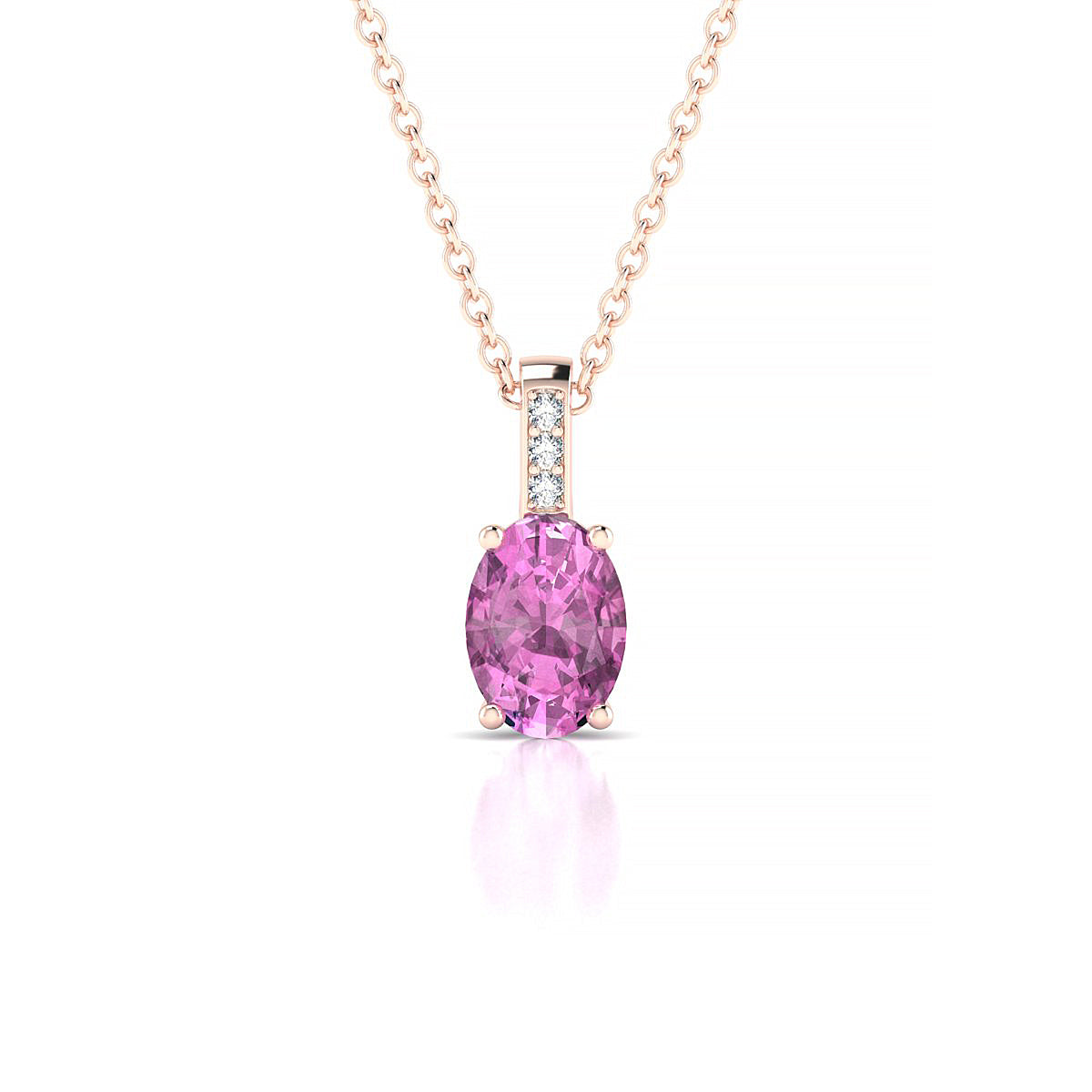 Exquisite | 18k Rose Gold 7 x 5 mm Oval Pink Sapphire Pendant