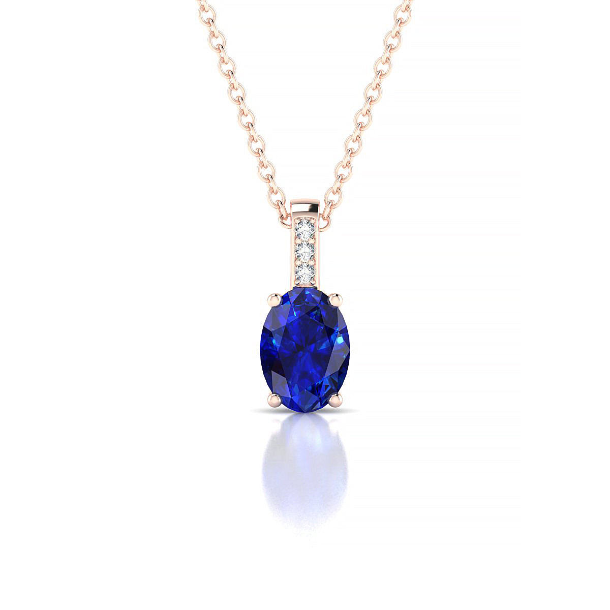 Exquisite | 18k Rose Gold 7 x 5 mm Oval Sapphire Pendant