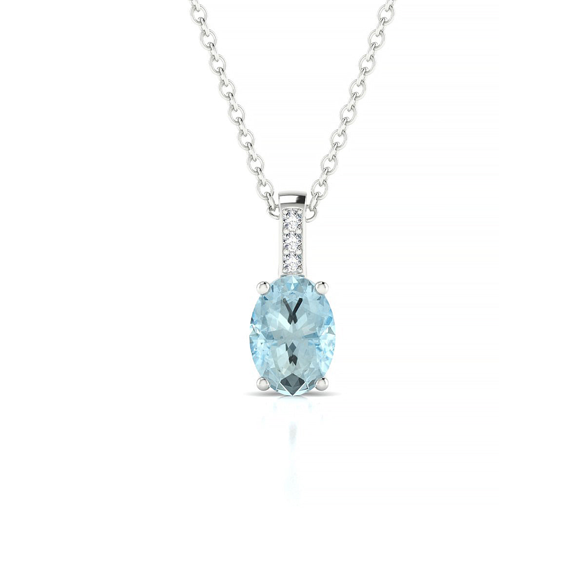 Exquisite | 18k White Gold 7 x 5 mm Oval Aquamarine Pendant