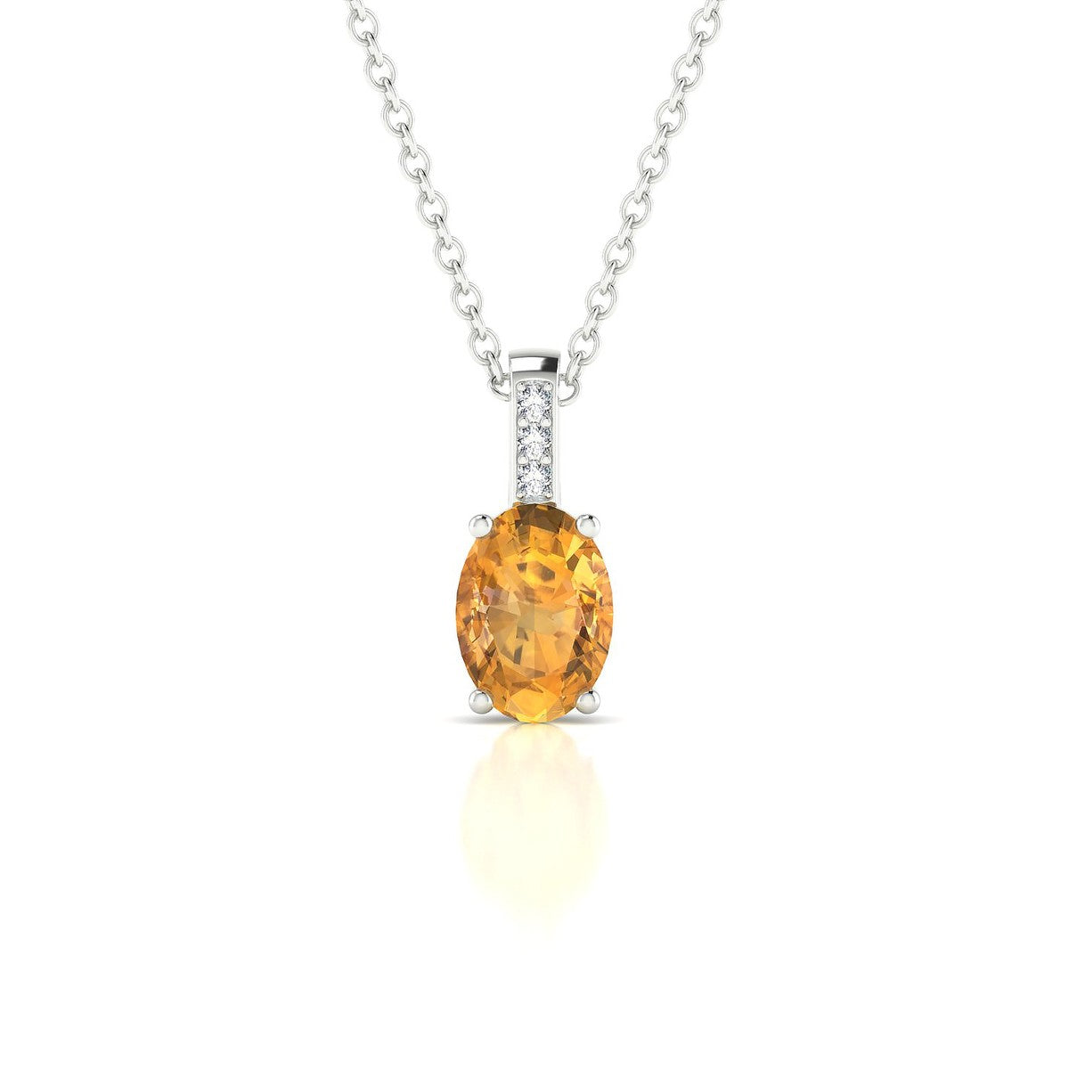 Exquisite | 18k White Gold 7 x 5 mm Oval Citrine Pendant
